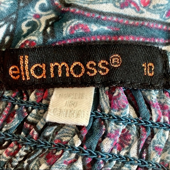 ELLA MOSS Smocked Retro Print Bell Sleeve Dress Boho 60’s 70’s Flower Power 10 - Picture 2 of 16